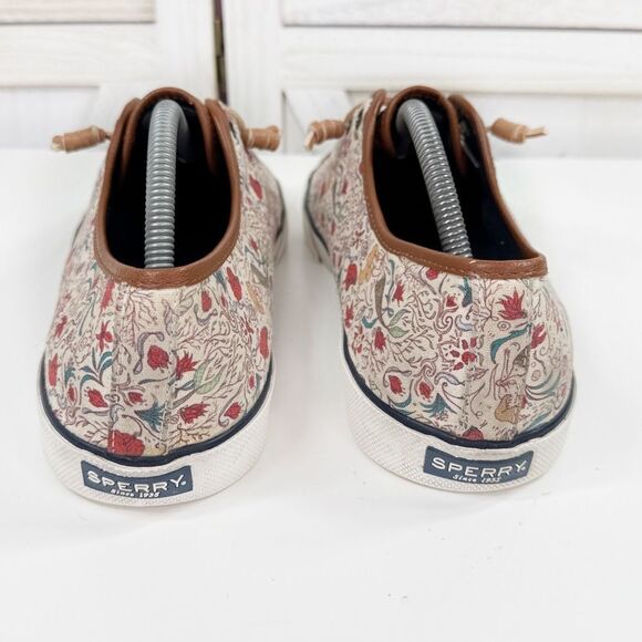 Sperry Mermaids Seashells Canvas Lace Up Sneakers Cream Multi Womens 12 - Picture 6 of 11